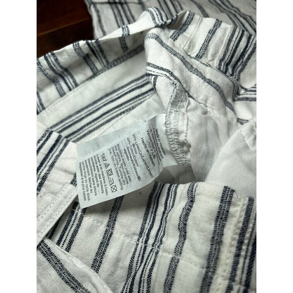 Madewell Linen Blend Beachy Summer Straight Leg Stripped Pants Sz 0 - Picture 3 of 7